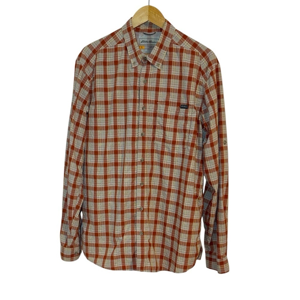 Eddie Bauer Classic Orange plaid Shirt, TL